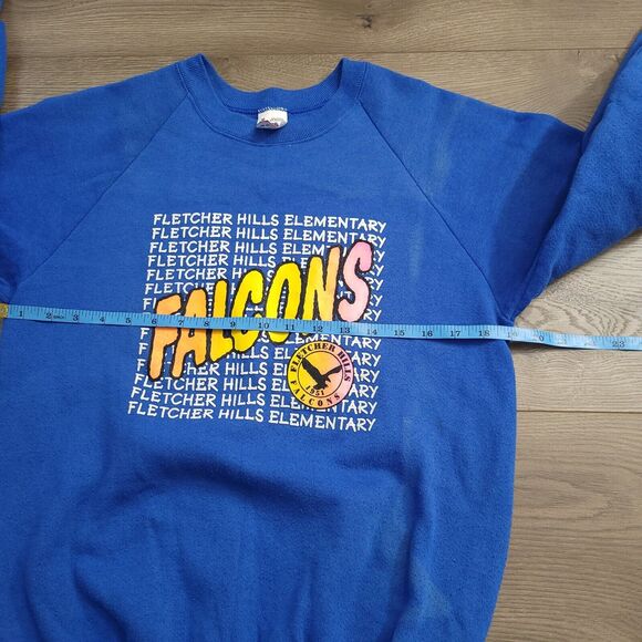 Vintage Fruit of the Loom Sweatshirt Adult Medium Blue Fletcher Hills Elementary - Picture 5 of 8
